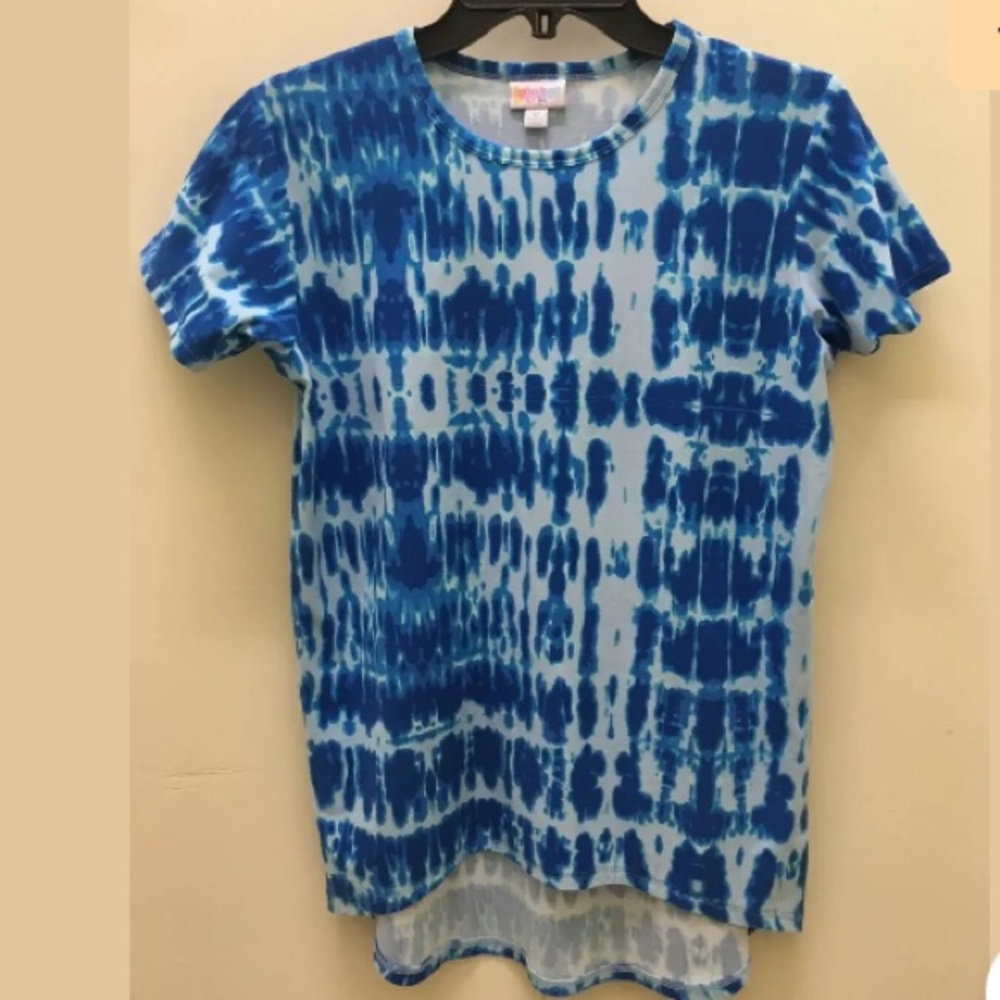 LuLaRoe Blue White Gorgeous Tie Dye Tee Sz. 12